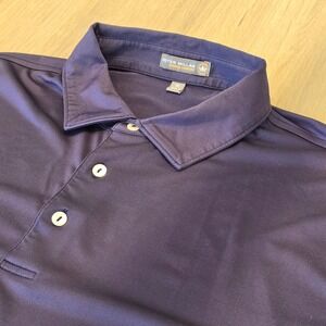 Peter Millar Mens XL Summer Comfort Navy Blue Short Sleeve Polo Shirt Golf Top